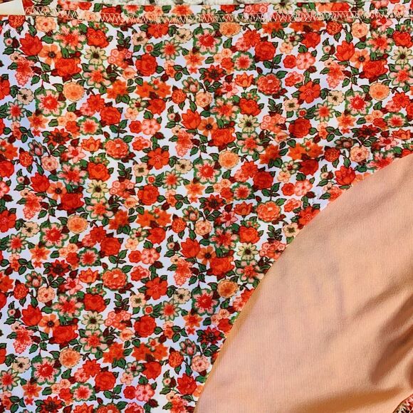 OG $24.95 NWT! Aerie (XL)Swim Bottom Bikini Orange Red White Green Floral Design - Picture 2 of 7